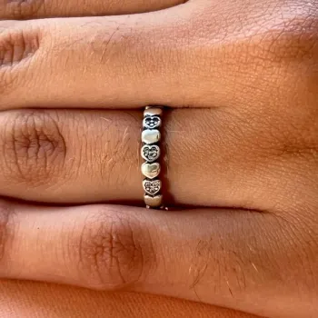 Anel prata 950 - meia aliança coração - 270273 - Foto 2