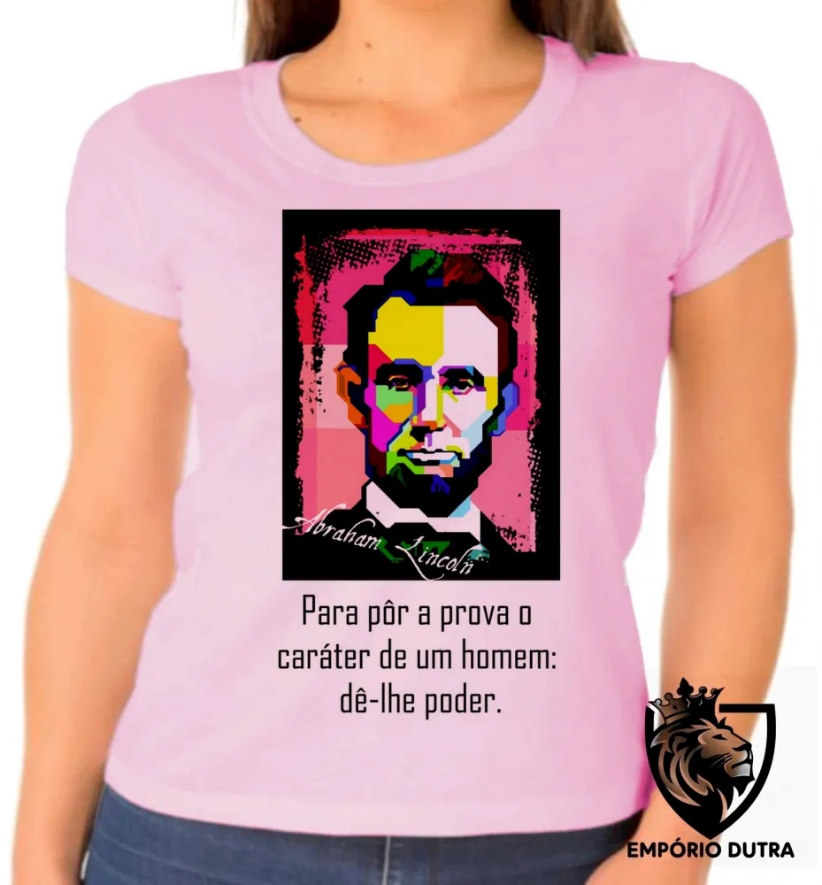 Baby look blusa feminina Abraham Lincoln presidente EUA