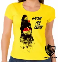 Baby look blusa feminina mais amor por favor caveira morte - Foto 3