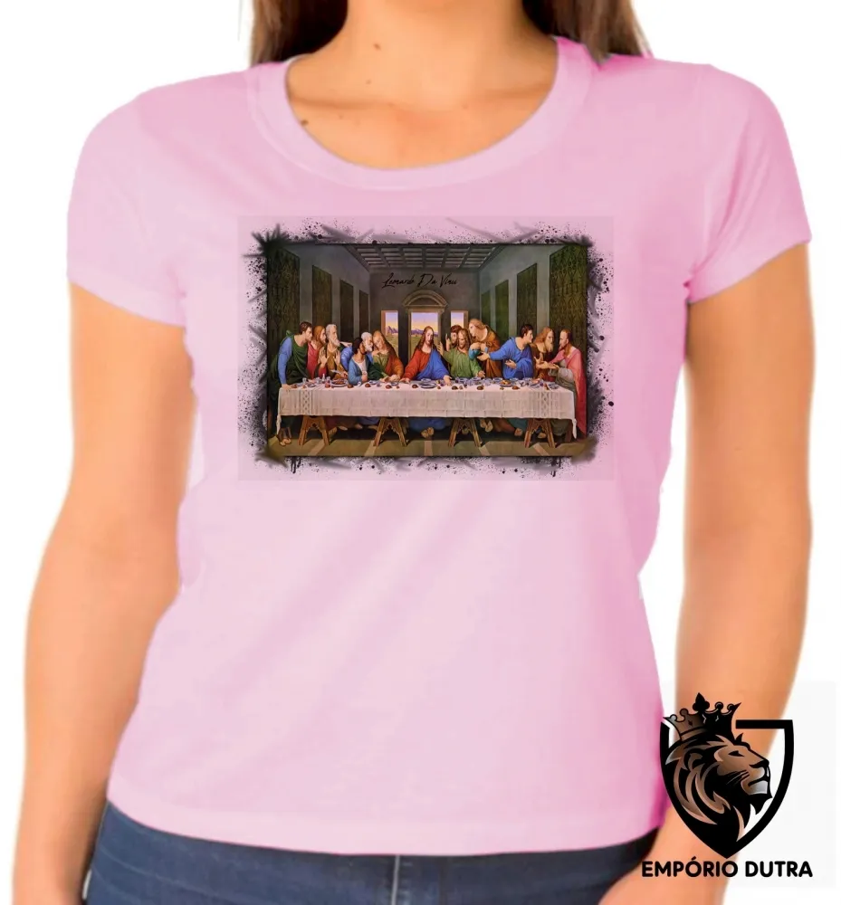 Baby look blusa feminina A última ceia Leonardo Da Vinci