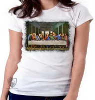 Baby look blusa feminina A última ceia Leonardo Da Vinci - Foto 5