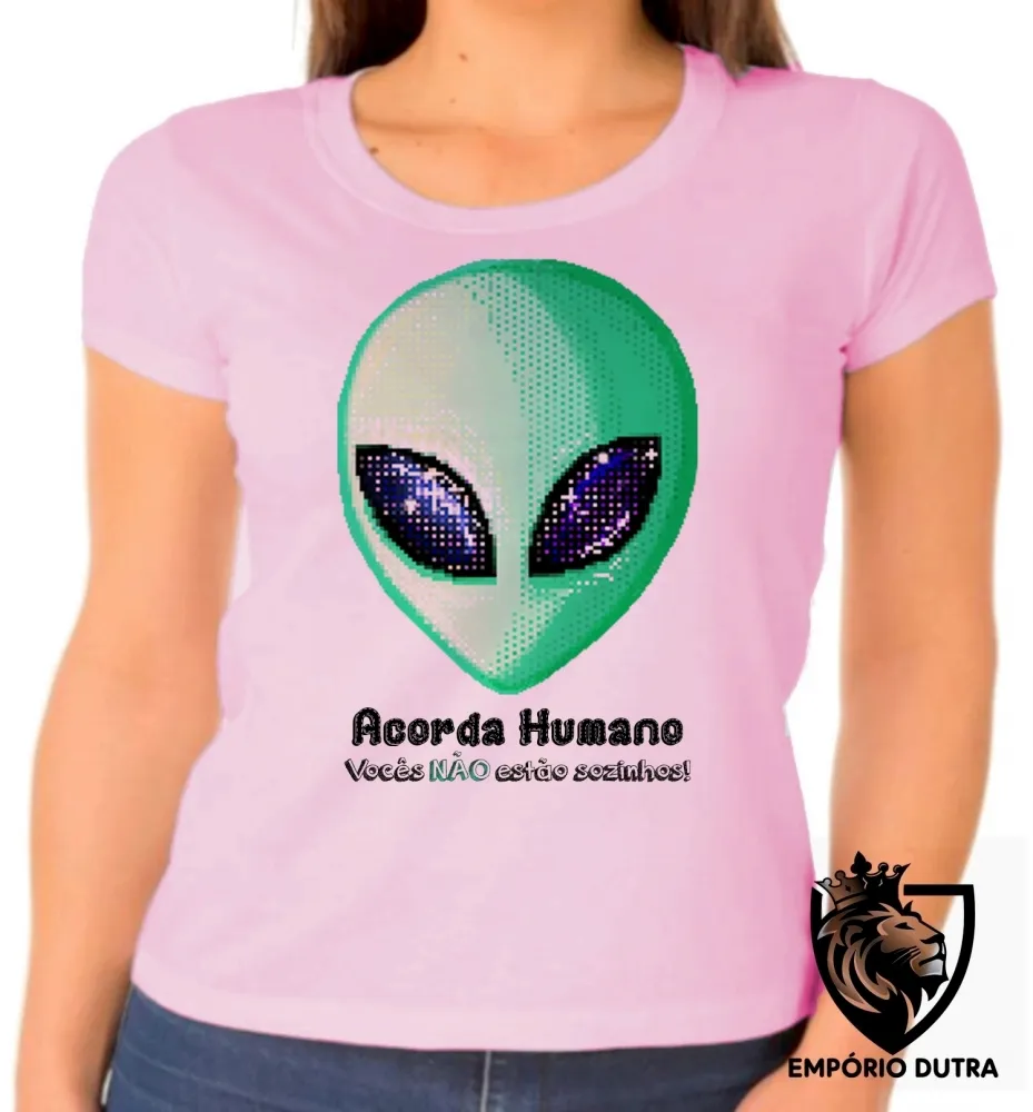 Baby look blusa feminina Acorda Humano et alien ovni Imagem