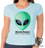 Baby look blusa feminina Acorda Humano et alien ovni - Foto 4