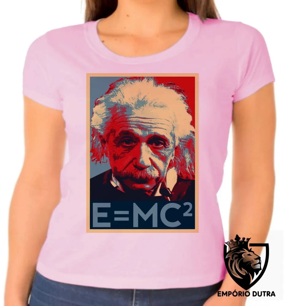 Baby look blusa feminina Albert Einstein fórmula Imagem
