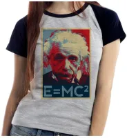 Baby look blusa feminina Albert Einstein fórmula - Foto 5
