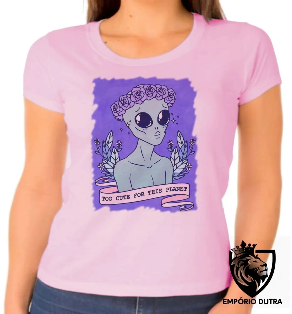 Baby look blusa feminina Alien et extraterrestre marciano