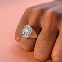 Anel masculino São Jorge de prata - AN1512