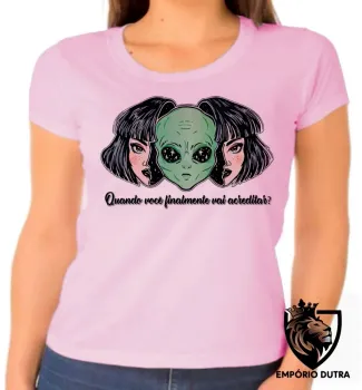 Baby look blusa feminina Alien et ovni quando você vai acreditar