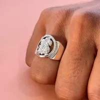 Anel masculino São Jorge de prata - AN810 - Foto 3