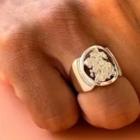 Anel masculino São Jorge de prata - AN810 - Foto 2