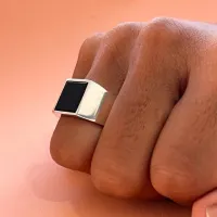 Anel masculino de prata com onix - AN830 - Foto 2