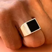Anel masculino de prata com onix - AN830 - Foto 3