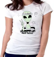 Baby look blusa feminina Alien say hello to the dumb humans - Foto 6