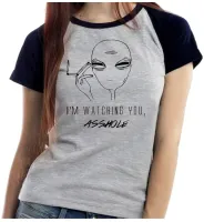 Baby look blusa feminina Alien watching you asshole et  - Foto 4