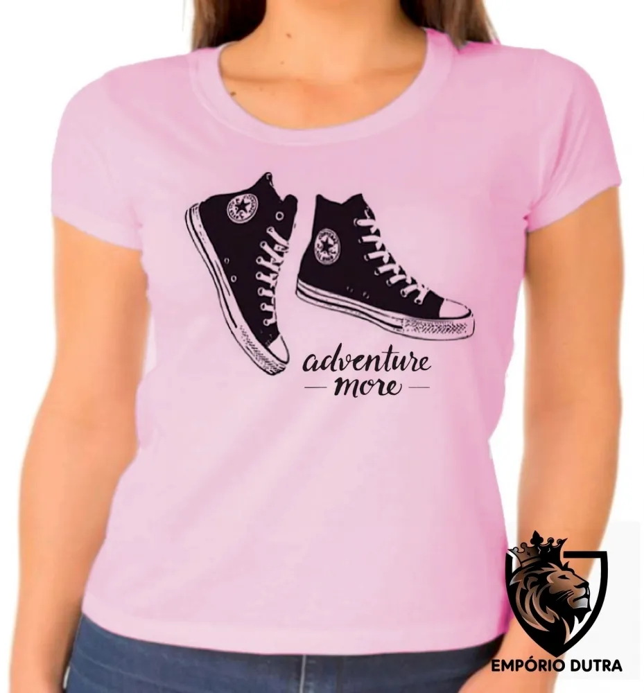 Baby look blusa feminina All Star tenis Adventure more