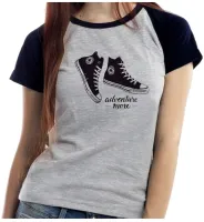 Baby look blusa feminina All Star tenis Adventure more - Foto 4