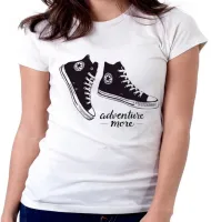 Baby look blusa feminina All Star tenis Adventure more - Foto 6