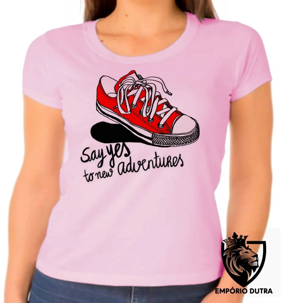 Baby look blusa feminina All Star tenis Say yes black Imagem