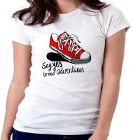 Baby look blusa feminina All Star tenis Say yes black - Foto 4