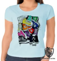 Baby look blusa feminina All Star Tênis pilha - Foto 2