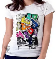 Baby look blusa feminina All Star Tênis pilha - Foto 5