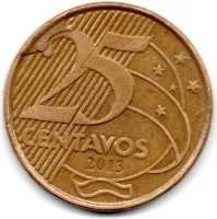 2013 - 25 Centavos - ERRO: Cunho Quebrado - Moeda Brasil