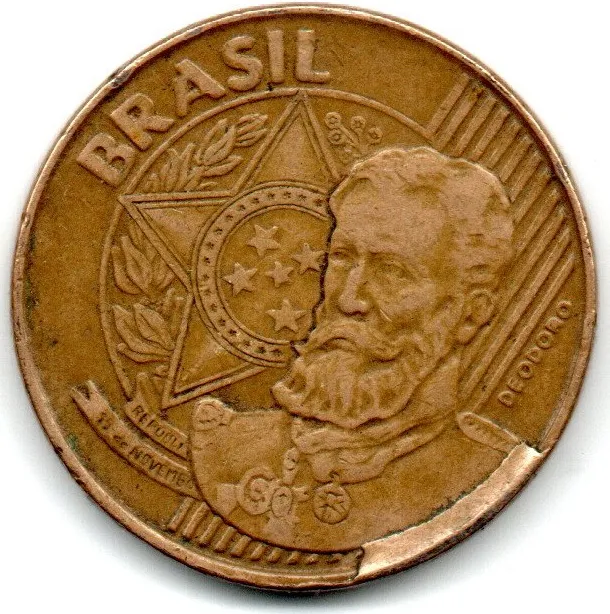 2001 - 25 Centavos - ERRO: Cunho Quebrado - Moeda Brasil