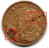 2001 - 10 Centavos - ERRO: Cunho Trincado - Moeda Brasil