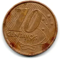2001 - 10 Centavos - ERRO: Cunho Trincado - Moeda Brasil - Foto 2