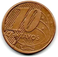 2008 - 10 Centavos - ERRO: Cunho Rachado e Trincado - Moeda Brasil - Foto 3