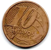2008 - 10 Centavos - ERRO: Cunho Rachado e Trincado - Moeda Brasil - Foto 3