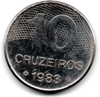 1983 - 10 Cruzeiros - ERRO: Cunho Trincado - Moeda Brasil - Foto 2