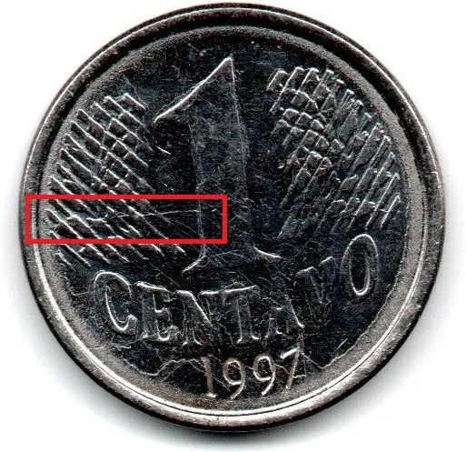 1997 - 1 Centavo - ERRO: Cunho Marcado - Moeda Brasil Imagem