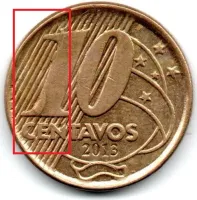 2013 - 10 Centavos - ERRO: Cunho Trincado - Moeda Brasil