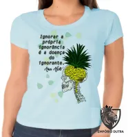 Baby look blusa feminina Amos Alcott ignorância cerebro gado - Foto 2