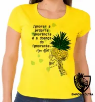 Baby look blusa feminina Amos Alcott ignorância cerebro gado - Foto 3