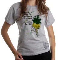 Baby look blusa feminina Amos Alcott ignorância cerebro gado - Foto 6