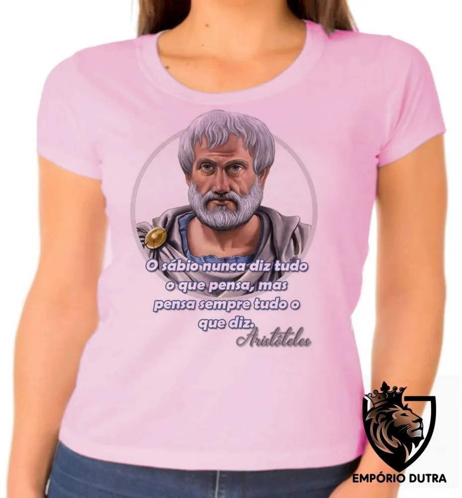 Baby look blusa feminina Aristóteles filósofo grego filosofia Imagem