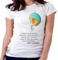 Baby look blusa feminina balão menino frase Arthur Schopenhauer - Foto 2