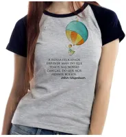 Baby look blusa feminina balão menino frase Arthur Schopenhauer - Foto 4