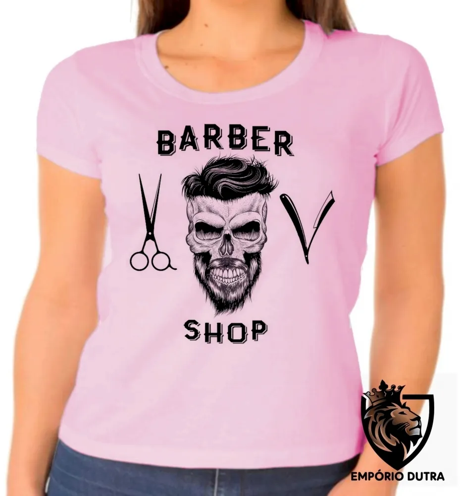 Baby look blusa feminina Barber Shop barbearia cabelereiro barba Imagem