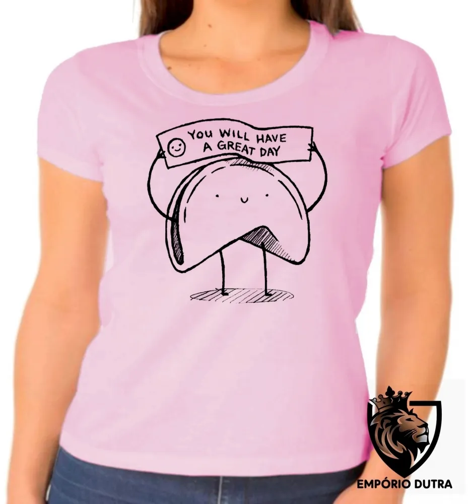 Baby look blusa feminina Biscoito da sorte great day