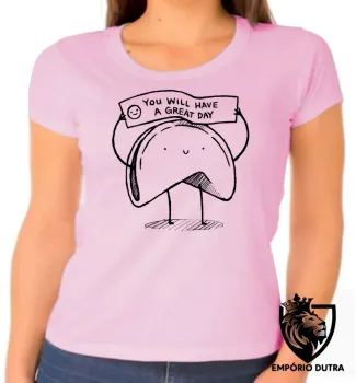 Baby look blusa feminina Biscoito da sorte great day