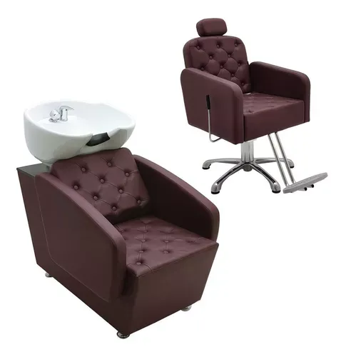 Kit 1 Cadeira Reclinavel Pp + 1 Lavatório Glamour Porcelana