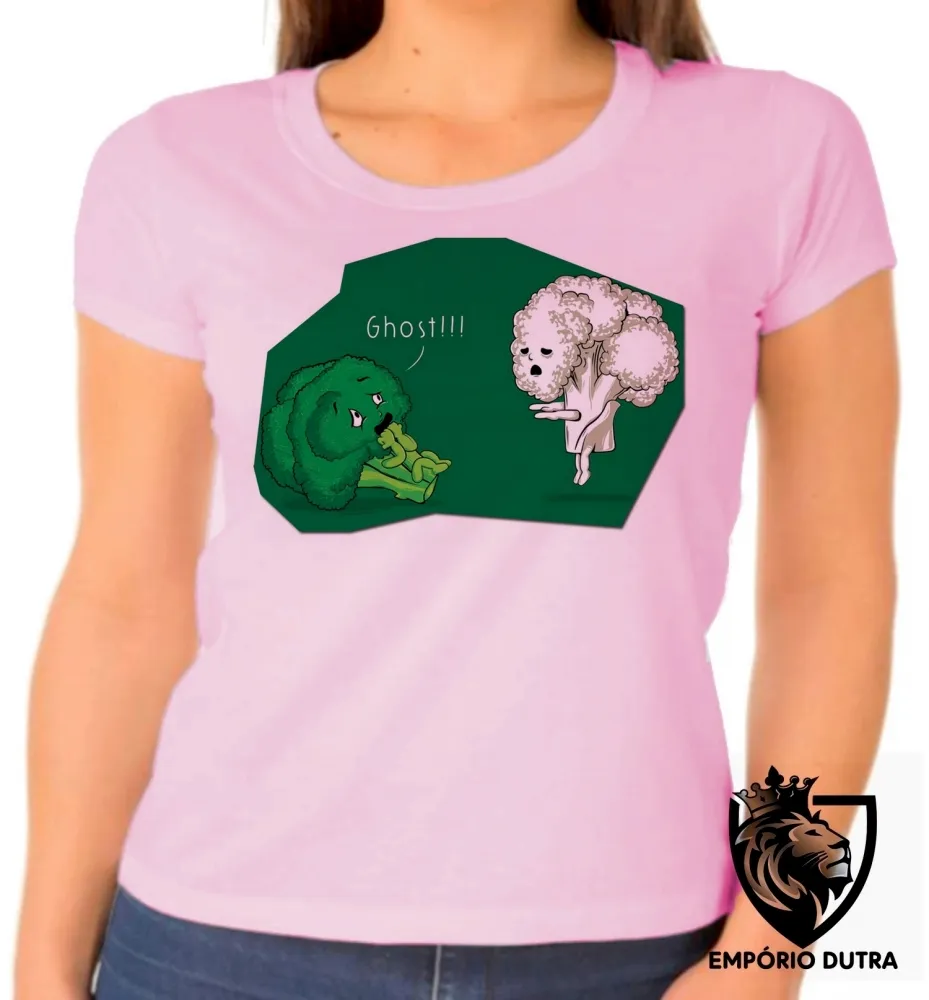 Baby look blusa feminina Brócolis couve flor ghost fantasma Imagem