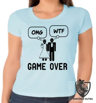 Baby look blusa feminina Casamento game over engraçado - Foto 2