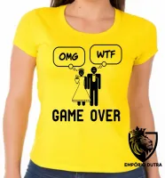 Baby look blusa feminina Casamento game over engraçado - Foto 3