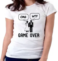 Baby look blusa feminina Casamento game over engraçado - Foto 5