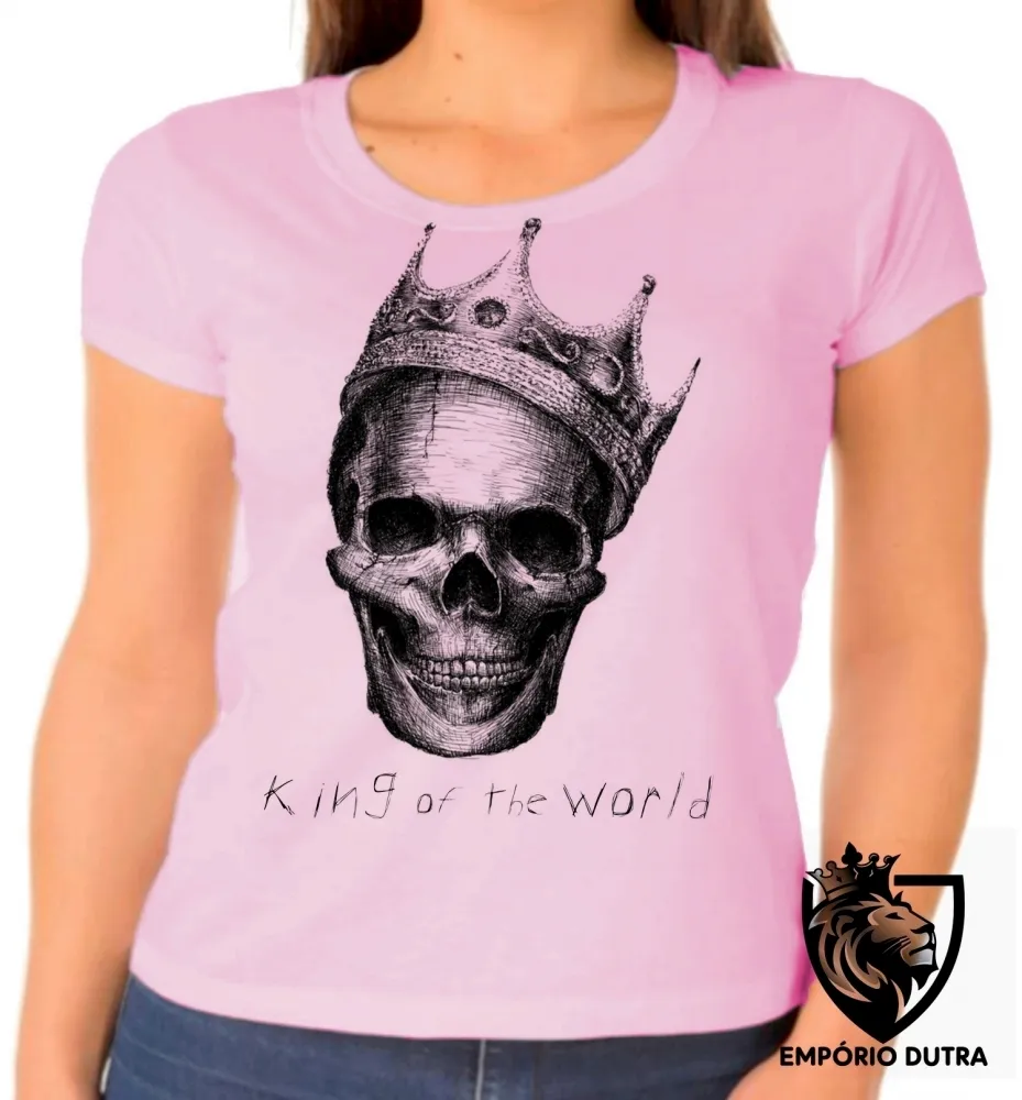 Baby look blusa feminina caveira coroa rei mexicana Imagem