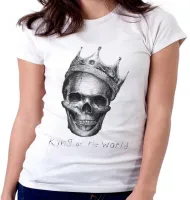 Baby look blusa feminina caveira coroa rei mexicana - Foto 2